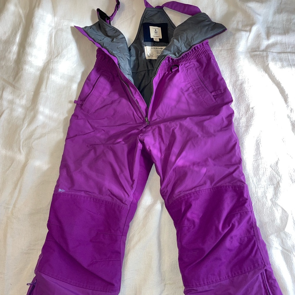 Purple snow suits